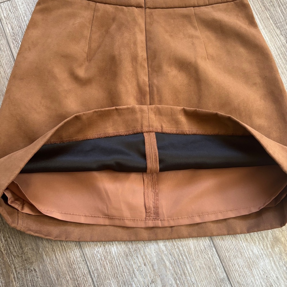 J.Crew Faux Suede Mini Skirt Womens 0 Brown CN435 NWT - Picture 4 of 7